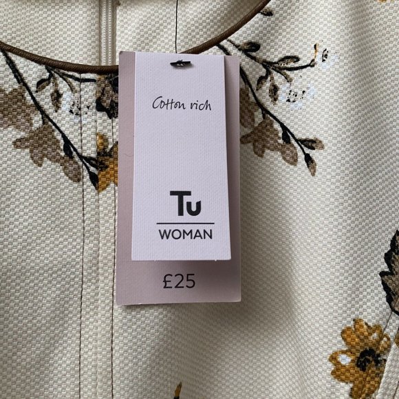 TU Floral Dress Size UK 14 Sleeveless Sheath Pretty Retro Style - Picture 3 of 12